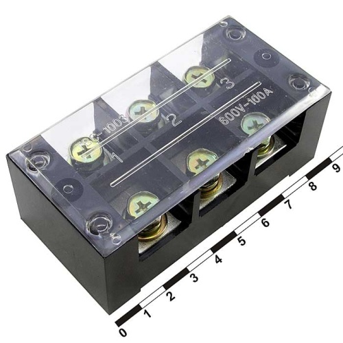 Клеммная колодка винтовая с крышкой RUICHI TB-10003, 6 контактов, 100 А, 600 В, 0,5…10 мм2, корпус пластик модифицированный | код 81038 | Ruichi Клеммная колодка винтовая с крышкой RUICHI TB-10003, 6 контактов, 100 А, 600 В, 0,5…10 мм2, корпус пластик модифицированный | код 81038 | Ruichi