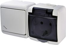 Микс_гориз. (лестн.выкл.+1-я роз.schuko_дымч.кр.) (IP44/54) VRHH-3sd | код 004668036 | ETI