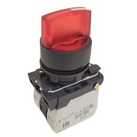 Переключатель КПЕ2120РЛ-24В-красный-2но+0нз-ручка-фикс-3поз-индикатор-IP40-КЭАЗ | код 354427 | КЭАЗ