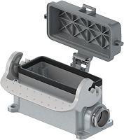 Закрытое основание разъема REVOS, Size 16, с уплотнителем, с одной защелкой, с защитной крышкой, 2 кабельных ввода IP54 M25x1,5, материал корпуса: алюминиевый сплав | код 71.340.1635.0 | Wieland