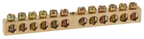 Шина NO-122-16 PEN "земля-ноль" 6х9мм 12/1 с креплениями по центру латунь | код. Б0047230 | Эра Шина NO-122-16 PEN "земля-ноль" 6х9мм 12/1 с креплениями по центру латунь | код. Б0047230 | Эра