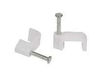 Скоба 10мм плоская пластиковая -белая HLT | код 084-07-25 | HLT