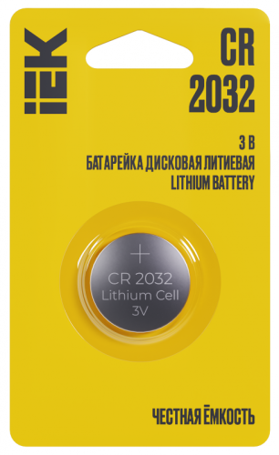 Батарейка дисковая литиевая CR2032 IEK | код ABT-CR2032-OP-L01 | IEK