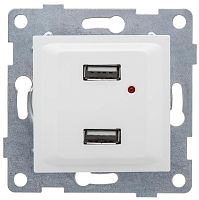 Розетка USB 2-м СП Ugra механизм бел. | код С11USB2-001 | GUSI