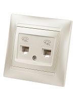 Розетка двойная телефонная RJ11 перламутр Лама TDM | код SQ1815-0818 | TDM