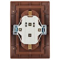 Розетка Intro Plano 1-205-10 с заземлением двойная 2X2P+E Schuko, 16А-250В, IP20, СУ, венге | код Б0053921 | ЭРА