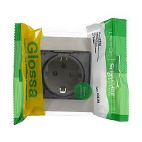 Розетка GLOSSA, скрытый монтаж, с заземлением, с крышкой, со шторками, бежевый | код. GSL000248 | Schneider Electric