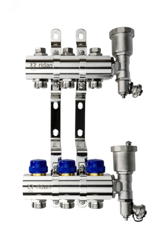 Коллекторная группа FHF-3R set 3 контура 1' х 3/4' c воздухоотводчиками и кронштейнами | код 088U0703R | Ридан Коллекторная группа FHF-3R set 3 контура 1' х 3/4' c воздухоотводчиками и кронштейнами | код 088U0703R | Ридан
