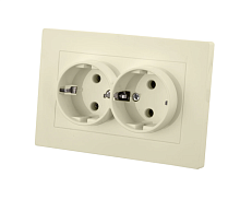 Розетка двойная 2П+З 16А 250В сл. кость Сенеж TDM | код SQ1816-0136 | TDM