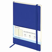 Бизнес-блокнот А5 (148х218 мм), BRAUBERG Metropolis Ultra, под кожу, резинка, 80 л., синий, 111017 | код 111017 | BRAUBERG