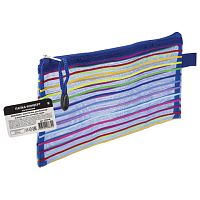 Папка-конверт на молнии МАЛОГО ФОРМАТА (255х130 мм), сетчатая ткань, BRAUBERG Stripes, 224048 | код 224048 | BRAUBERG