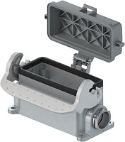 Закрытое основание разъема REVOS, Size 24, с уплотнителем, с одной защелкой, с защитной крышкой, 1 кабельный ввод IP54 M25x1,5, с правым расположением, материал корпуса: алюминиевый сплав | код 71.342.2435.0 | Wieland