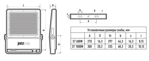 Прожектор светодиодный ДО-S7 600w 6500K 90000Лм 60 град. IP66  JazzWay | код 5059405 | JazzWay фото 5