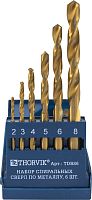 TDBS6 Набор спиральных сверл по металлу HSS TiN в пластиковом кейсе, d2.0-8.0 мм, 6 предметов | код TDBS6 | Thorvik