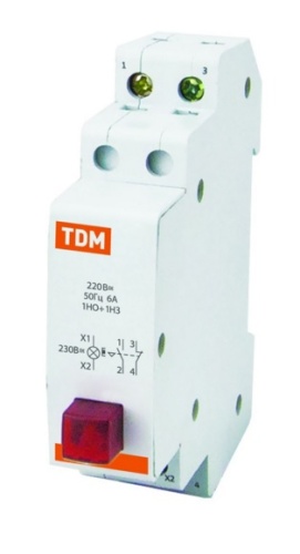 Выключатель кнопочный c фиксацией и индикацией ВК-47M 1НО 1НЗ красный TDM | код SQ0214-0016 | TDM