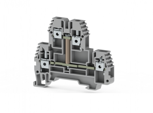 325 350, Клеммник 2-х ярусный, 4 мм.кв., с внутр.перемычкой, (бежевый), PIK 4RDK | код 0.0.0.3.25350 | KLEMSAN