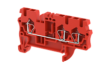 Клемма проходная пружинная 2,5 мм2 на 3 подключения, красная SQ2.5-1X2-RED | код 2102050002 | Elmex