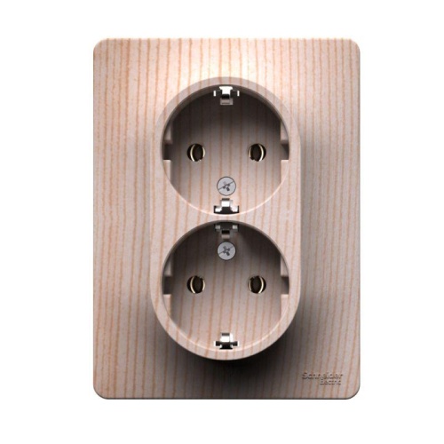 Розетка двойная Glossa 16А с заземл. в сборе сосна | код GSL001524 | Systeme Electric Розетка двойная Glossa 16А с заземл. в сборе сосна | код GSL001524 | Systeme Electric