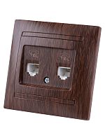 Розетка двойная телефонная RJ11 венге Лама TDM | код SQ1815-0418 | TDM