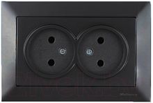 Rita - Розетка двойная 2x2P, (в комплекте с рамкой), черный мат | код 2220-203-0284 | Mutlusan