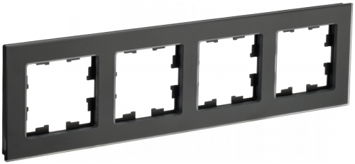 BRITE Рамка 4-мест. РУ-4-2-Бр стекло черн. матовый IEK | код BR-M42-G-31-K02 | IEK