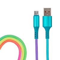 USB кабель micro USB, шнур текстиль, разноцветный RAINBOW | код 18-7036-9 | REXANT