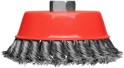 Корщетка-чашка, гайка М14, стальная витая проволока 125 мм, блистер | код 39099 | FIT фото 6