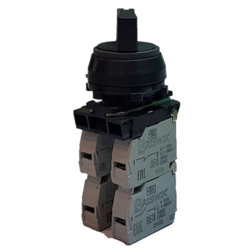 Переключатель Briswik ПЕ 012/6м черный 3но+0нз Ручка с фикс 2-поз IP40 УХЛ3 10А | код aZ-VB-0Ai-0131 | Briswik