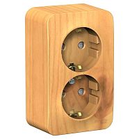 Розетка двухместная BLANCA, открытый монтаж, с заземлением, со шторками, ясень | код. BLNRA011215 | Schneider Electric