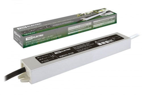 Блок питания 24Вт-12В-IP67 для светодиодных лент и модулей DC 12В, металл TDM | код SQ0331-0136 | TDM Блок питания 24Вт-12В-IP67 для светодиодных лент и модулей DC 12В, металл TDM | код SQ0331-0136 | TDM