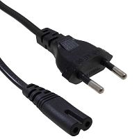 Шнур сетевой 2-х полюсный прямой RUICHI, вилка CEE7/16 - розетка IEC C7, 1.8 м, 2x0.75 мм2, чёрный | код 112895 | Ruichi