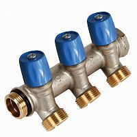 Коллектор VBS с синими вентилями, 3/4НР под евроконус, 3/4 - 4xEK | код VBS050504-BL | Henco