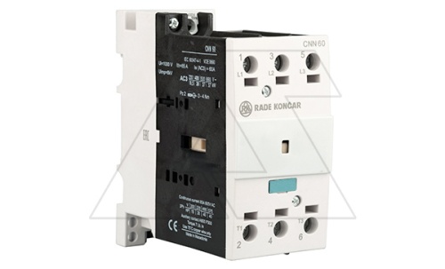 Контактор CNN 60 00 380/400V 50Hz, 3P, 60A/(85A по AC-1), 30kW(400VAC), 380/400VAC | код EAC604972 | Rade Koncar
