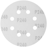 Круги шлифовальные с отверстиями (липучка), алюминий-оксидные, 125 мм, 5 шт Р 240 | код 39669 | FIT