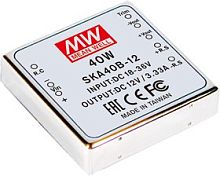 Источник питания DC-DC, 35Вт, выход 9…18В, выход 12В/3.33А, изоляция 1500В DC, вкл/выкл, рег. выхода ±10%, 50.8х50.8х11мм, -40С…+80С | код SKA40A-12 | MeanWell