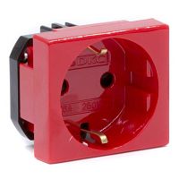 Розетка VIVA, скрытый монтаж, с заземлением, со шторками, красный | код. 45015 | DKC