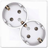 Розетка 2-м СП 24 16А IP20 2х2P+E Schuko без защ. шторок механизм бел. | Код. 2450459-030 | Smon