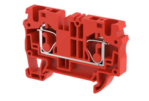 Клемма проходная пружинная 6 мм2, на 2 подключения, красная SQ6-RED | код 2104010002 | Elmex