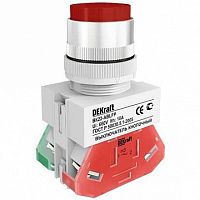 Выключатель кнопочный ВК-22 22 мм? 220В, IP54, Красный | код. 25020DEK | DEKraft
