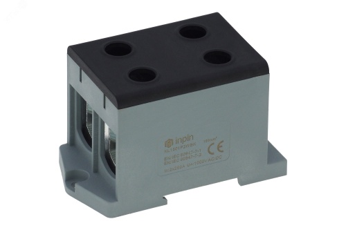 Клемма чёрная, 4 подключения 25-150мм 1000V 250/320А | код KL1501P2WBK | INPIN Клемма чёрная, 4 подключения 25-150мм 1000V 250/320А | код KL1501P2WBK | INPIN