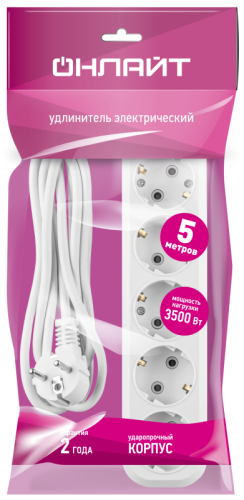 Удлинитель 90 802 OPE-S-05-500-E-3x1 ОНЛАЙТ 90802 фото 4