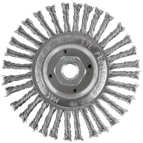 Корщетка-колесо, гайка М14, стальная витая проволока 125 мм | код 39028 | FIT Корщетка-колесо, гайка М14, стальная витая проволока 125 мм | код 39028 | FIT