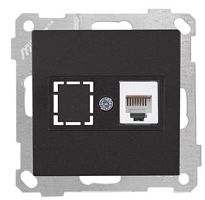 21 - Розетка телефонная 1хRJ-12, черный мат | код 2100-125-0184 | Mutlusan