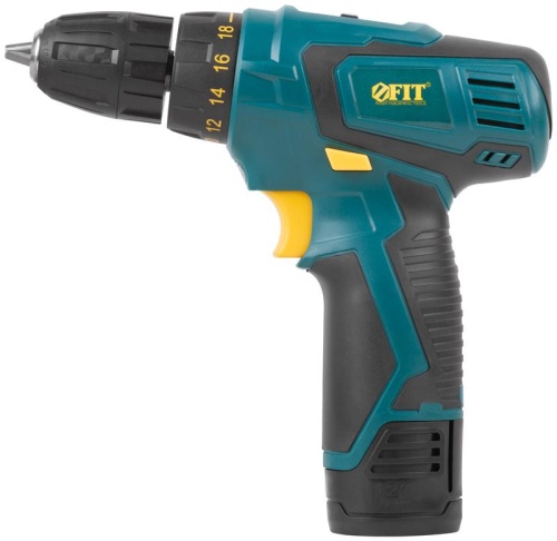 Дрель-Шуруповерт акк. 12В; 0-650 об/мин; 15 Нм; 1 (Li-Ion) 1.3 Ач; 1 ч.; рез. накл.; коробка FIT 80179 фото 2