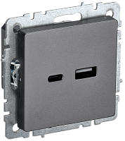 BRITE Роз. USB A+C 18Вт РЮ11-1-БрС сталь IEK | код BR-U22-018-K46 | IEK