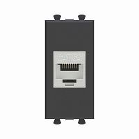 Компьютерная розетка RJ-45 без шторки модульная, кат.6А экранированная, Avanti, Черный матовый, 1 модуль | код 4412771 | DKC