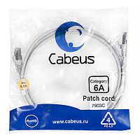 Cabeus PC-SSTP-RJ45-Cat.6a-1m-LSZH Патч-корд S/FTP, категория 6а (10G), 2xRJ45/8p8c, экранированный, серый, LSZH, 1м | код 7901c | Cabeus