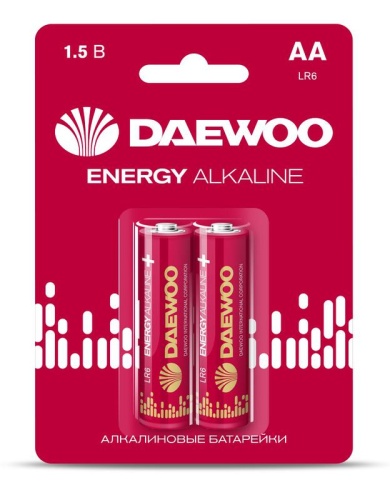 Элемент питания алкалиновый AA/LR6 1.5В Energy Alkaline 2021 BL-2 (уп.2шт) | код 5029750 | DAEWOO Элемент питания алкалиновый AA/LR6 1.5В Energy Alkaline 2021 BL-2 (уп.2шт) | код 5029750 | DAEWOO