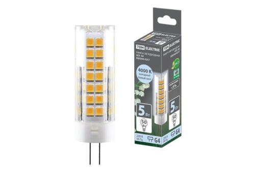Лампа светодиодная G4-5 Вт-230 В-4000 К, SMD, 16x55 мм TDM | код SQ0340-0217 | TDM