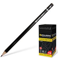 Карандаш чернографитный BRAUBERG, 1 шт., Touch line, НВ, без резинки, корпус черный, заточенный, 180621 | код 180621 | BRAUBERG
